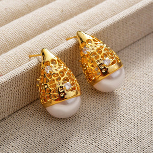 High - end, Light - luxury Waterdrop Pearl Stud Earrings - Zambeel