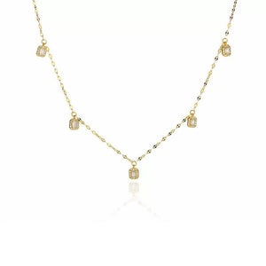 High - grade Niche Women's S925 Sterling Silver Small Square Diamond Clavicle Necklace - Zambeel