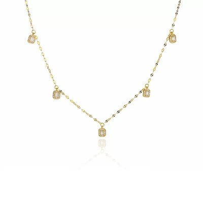 High - grade Niche Women's S925 Sterling Silver Small Square Diamond Clavicle Necklace - Zambeel