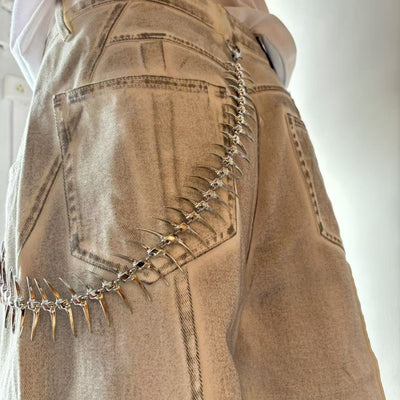High - street Dark Herringbone Denim Jeans Waist Chainunisex Chain For Pants And Bags - Zambeel