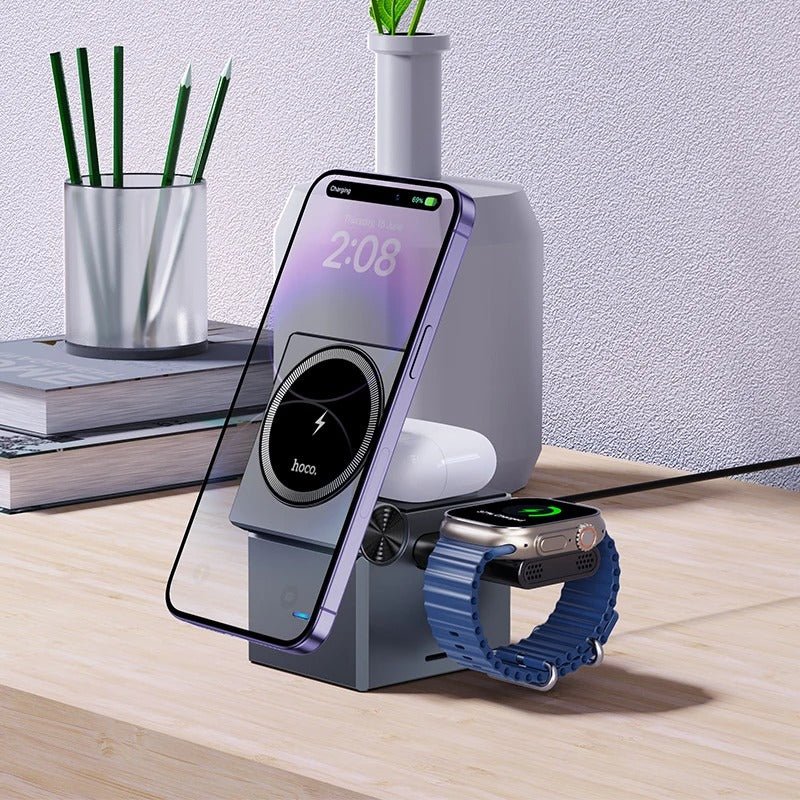 Hoco - 3 - in - 1 Wireless Charger (CQ8) - Zambeel