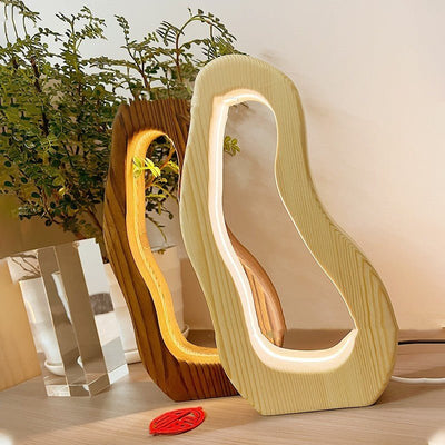 Hollow Design LED Simple Style Desktop Wooden Table Lamp - Zambeel