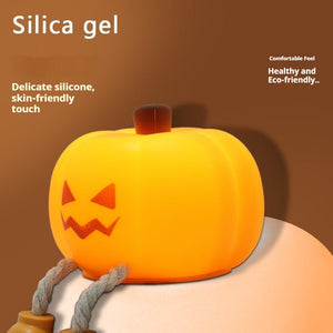 Home Decor Halloween Pumpkin Night Light Cute Soft Silicone Lamp Touch Dimmable Rechargeable Bedside Decor Light Kids Gifts Halloween Decorations - Zambeel