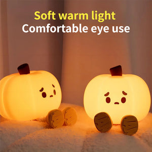 Home Decor Halloween Pumpkin Night Light Cute Soft Silicone Lamp Touch Dimmable Rechargeable Bedside Decor Light Kids Gifts Halloween Decorations - Zambeel