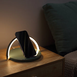 Home Desk Lamp Wireless Charging With Holder Home Desktop Mobile Phone Wireless 10W Fast Charger Multi - Function Bluetooth Speaker Mobile Phone Wireless Charging Dedside Night Light Mobile Phone Holder - Zambeel