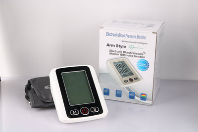 Home Large Screen Voice Electronic Sphygmomanometer Three Color Backlight Blood Pressure Monitor Arm Type Voice Sphygmomanometer - Zambeel