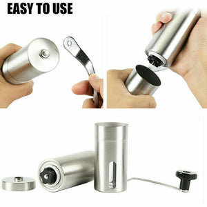 Home Portable Manual Coffee Grinder Stainless Steel with Ceramic Burr Bean Mill - Zambeel