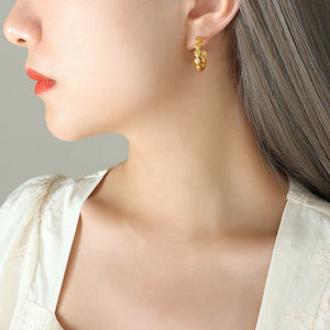 Hong Kong Style Ins Trendy Fashion Commuter Copper Shell C - Shaped Earrings Ear Rings - Zambeel