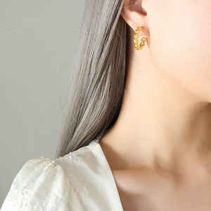 Hong Kong Style Ins Trendy Fashion Commuter Copper Shell C - Shaped Earrings Ear Rings - Zambeel