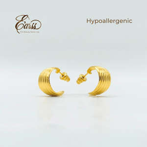 Hoop Line Gold Earring | Stainless Steel | 18K Gold Plated - Zambeel