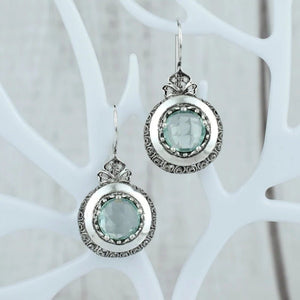 Hot - selling Round Blue Gemstone Carved Earrings - Zambeel