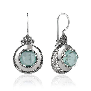 Hot - selling Round Blue Gemstone Carved Earrings - Zambeel