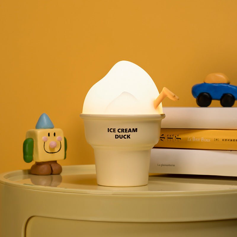 Ice Cream Duck Small Night Lamp Cartoon Ornaments USB Charging Home Decor - Zambeel