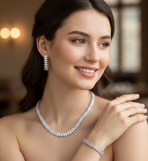 Ice White Marquise Crystal Jewelry Set - Zambeel