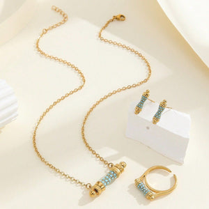 Index Finger Ring Necklace And Earring Suit Acrylic Inlaid - Zambeel