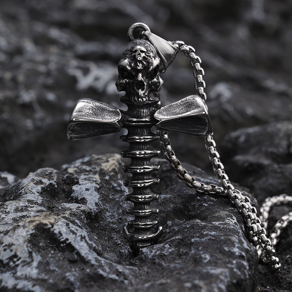 Industrial - style Edgy Titanium Steel Pendant With A Screw Motif - Zambeel