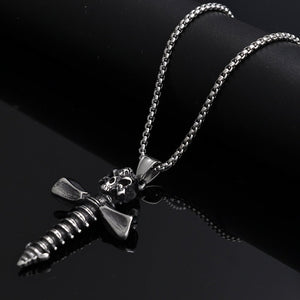 Industrial - style Edgy Titanium Steel Pendant With A Screw Motif - Zambeel