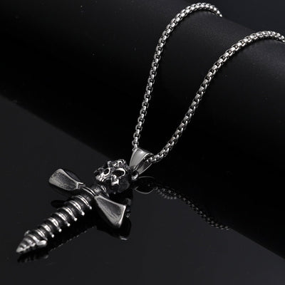 Industrial - style Edgy Titanium Steel Pendant With A Screw Motif - Zambeel