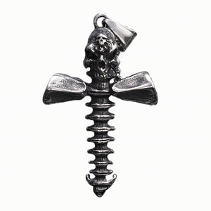 Industrial - style Edgy Titanium Steel Pendant With A Screw Motif - Zambeel