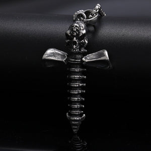 Industrial - style Edgy Titanium Steel Pendant With A Screw Motif - Zambeel