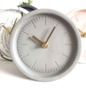 Industrial Style Modern Minimalist Cement Silent Desk Clock Bedroom Bedside Table Nordic Small Desk Clock Round - Zambeel