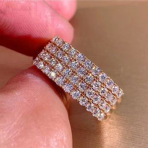 Inlaid Zircon Female Shiny Ring Geometry - Zambeel