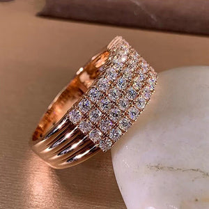 Inlaid Zircon Female Shiny Ring Geometry - Zambeel