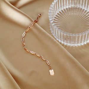 INS Style Personality Geometry Square Plate Rose Gold Bracelet For Women - Zambeel