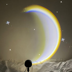 INS USB Moon Lamp LED Rainbow Neon Night Sunset Light Projector Photography Wall Atmosphere Lighting For Bedroom Home Decor - Zambeel