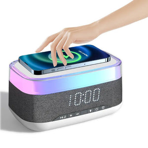 Intelligent Multifunctional Alarm Clock Bluetooth Speaker Wireless Charger Fast Charge Clock Atmosphere Night Light Home Decor - Zambeel