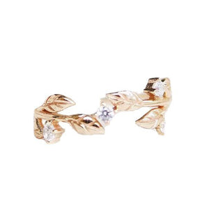 Irregular Leaf Zircon Delicate Openwork Ring - Zambeel