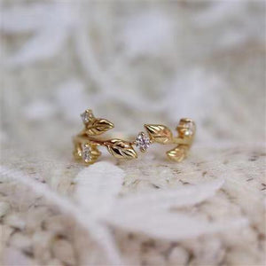 Irregular Leaf Zircon Delicate Openwork Ring - Zambeel