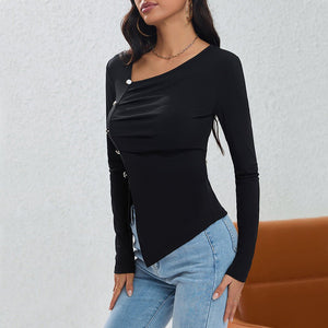 Irregularly Arranged Buttons Create A Sophisticated Top - Zambeel