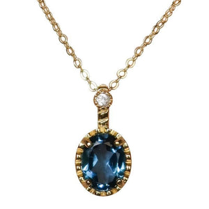 Japanese Blue Topaz Inlaid Pendant Necklace Plated 925 - Zambeel