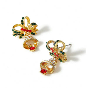 Jingle Jingle Exquisite Full Diamond Christmas Color Earrings - Zambeel
