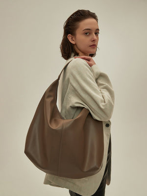 Khaki Autumn And Winter Soft Casual Large Capacity Zipper Tote Bag - Zambeel