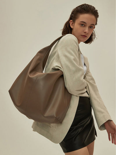 Khaki Autumn And Winter Soft Casual Large Capacity Zipper Tote Bag - Zambeel
