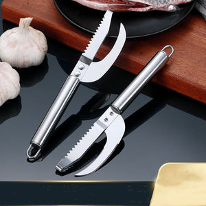 Kitchen 3 In 1 Stainless Steel Scale Planer Fish Scraper Fish Multi - Function Fish Scraper Scale Tool Fish Maw Knife - Zambeel
