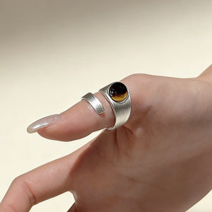 Korean - style Irregular Ring With Tigers Eye Stone - Zambeel