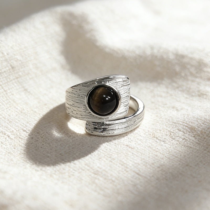 Korean - style Irregular Ring With Tigers Eye Stone - Zambeel