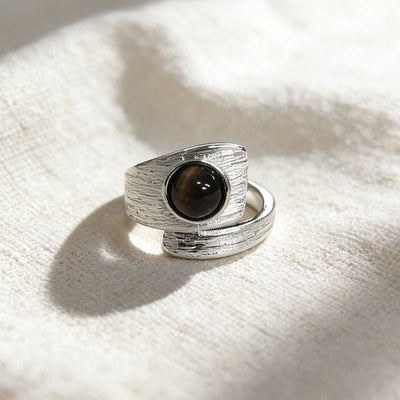 Korean - style Irregular Ring With Tigers Eye Stone - Zambeel