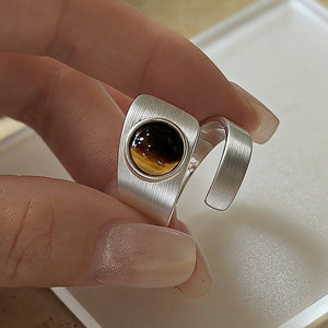 Korean - style Irregular Ring With Tigers Eye Stone - Zambeel
