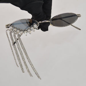 Korean - style Luxury Glamorous Rhinestone - tasseled Sunglasses With A Niche Designer - inspired Look - Zambeel