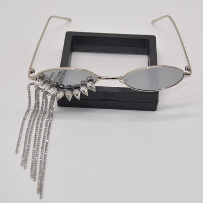 Korean - style Luxury Glamorous Rhinestone - tasseled Sunglasses With A Niche Designer - inspired Look - Zambeel