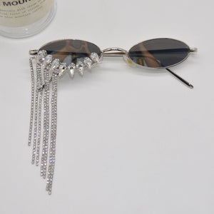 Korean - style Luxury Glamorous Rhinestone - tasseled Sunglasses With A Niche Designer - inspired Look - Zambeel