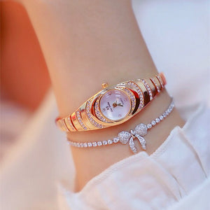 Ladies Gold Watch Diamond Wristwatch Female Fashion Bracelet Watches Women Full Diamond Watch - Zambeel