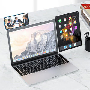 Laptop Phone Holder, Adjustable Laptop Side Mount Clip, Magnetic Laptop Monitor Mount, Computer Laptop Cellphone Stand Foldable Aluminum Expansion Bracket Tablet Clip For Dual Screen - Zambeel