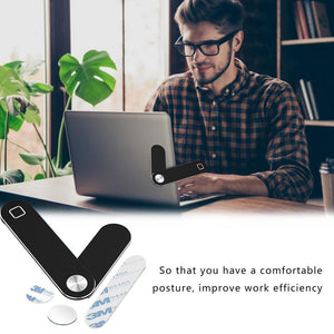 Laptop Phone Holder, Adjustable Laptop Side Mount Clip, Magnetic Laptop Monitor Mount, Computer Laptop Cellphone Stand Foldable Aluminum Expansion Bracket Tablet Clip For Dual Screen - Zambeel