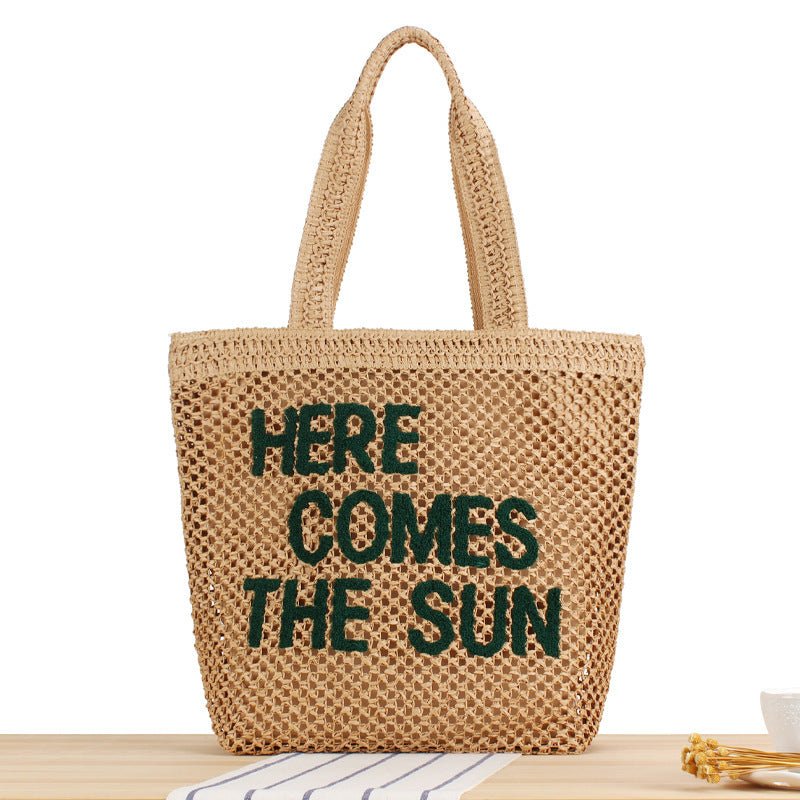 Large Capacity Business Commute Shoulder Minority All - match Straw Bag - Zambeel