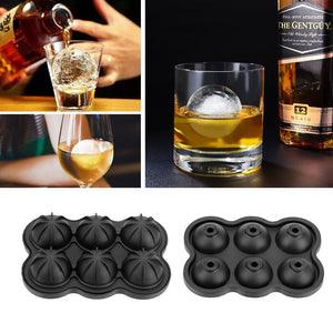 Large Ice Cube Maker Silicone Mold 6 Cell Big Sphere Ice Ball Tray Whiskey Wine Cocktail Party Bar Accessories Kitchen Gadgets - Zambeel